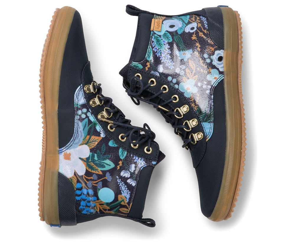 Keds Womens Boots Navy - Rifle Paper Co. Scout Water-Resistant Garden Party - 932QZXEKF